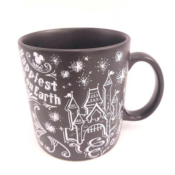 Disney Parks Black Chalkboard Mug Believe in Magic Be Our Guest Never Grow Up - Picture 3 of 9
